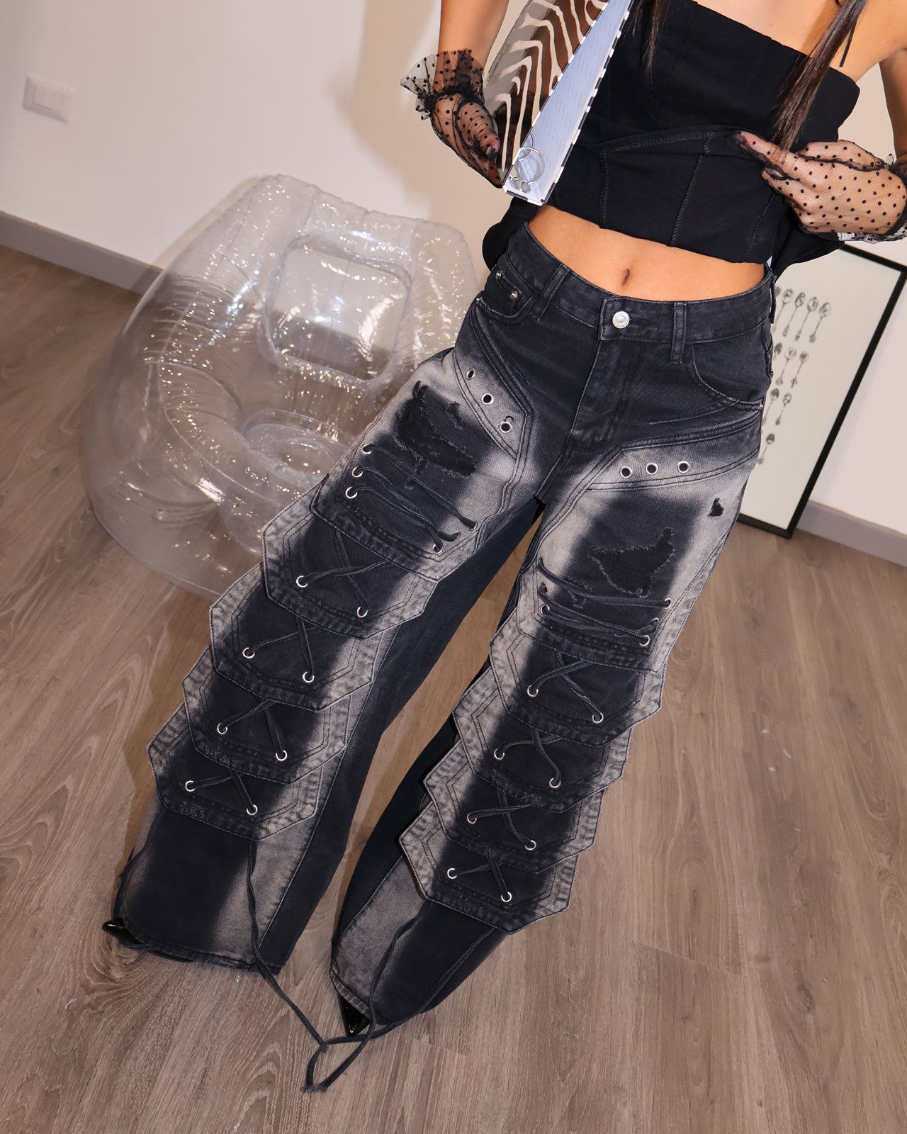 JEANS MULTI TASCHE SFUMATE