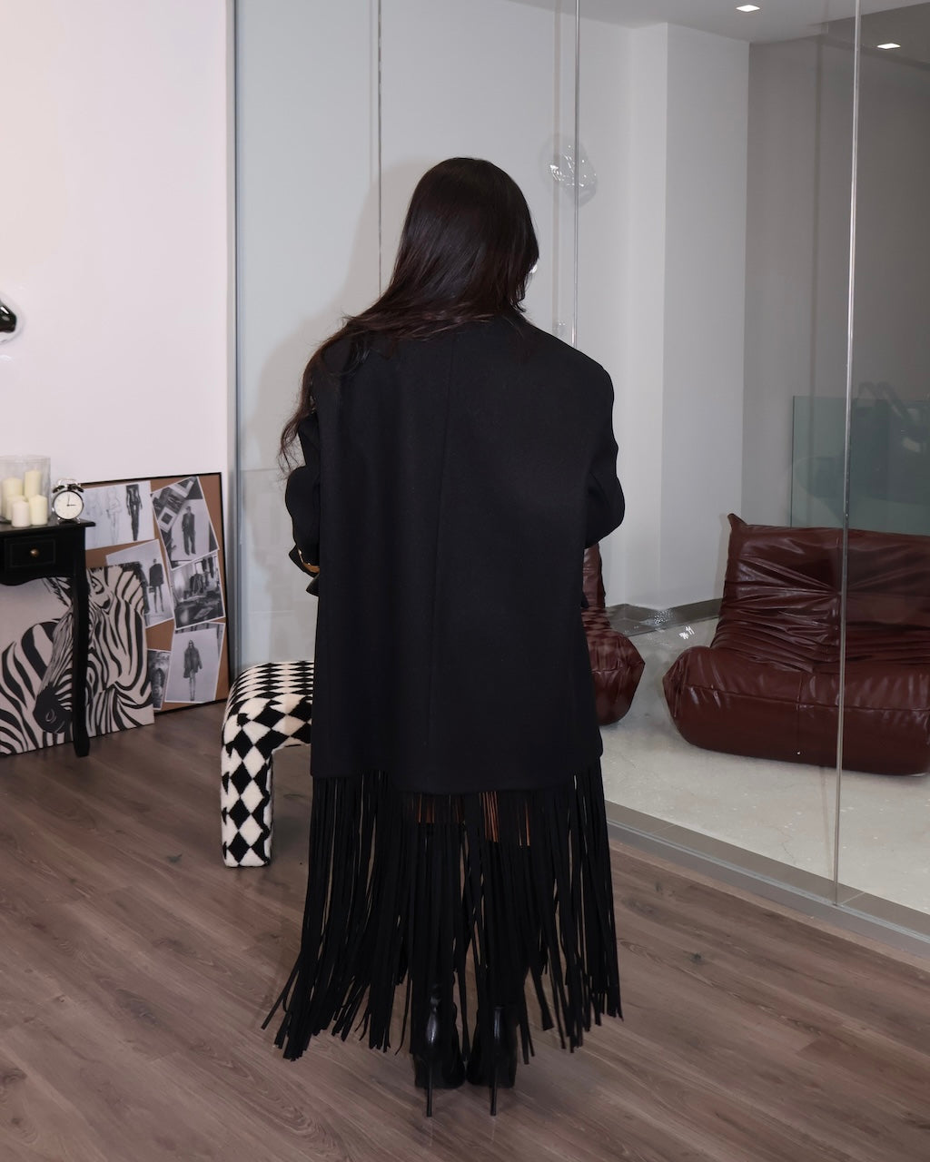 JACKET CON FRANGE NERO