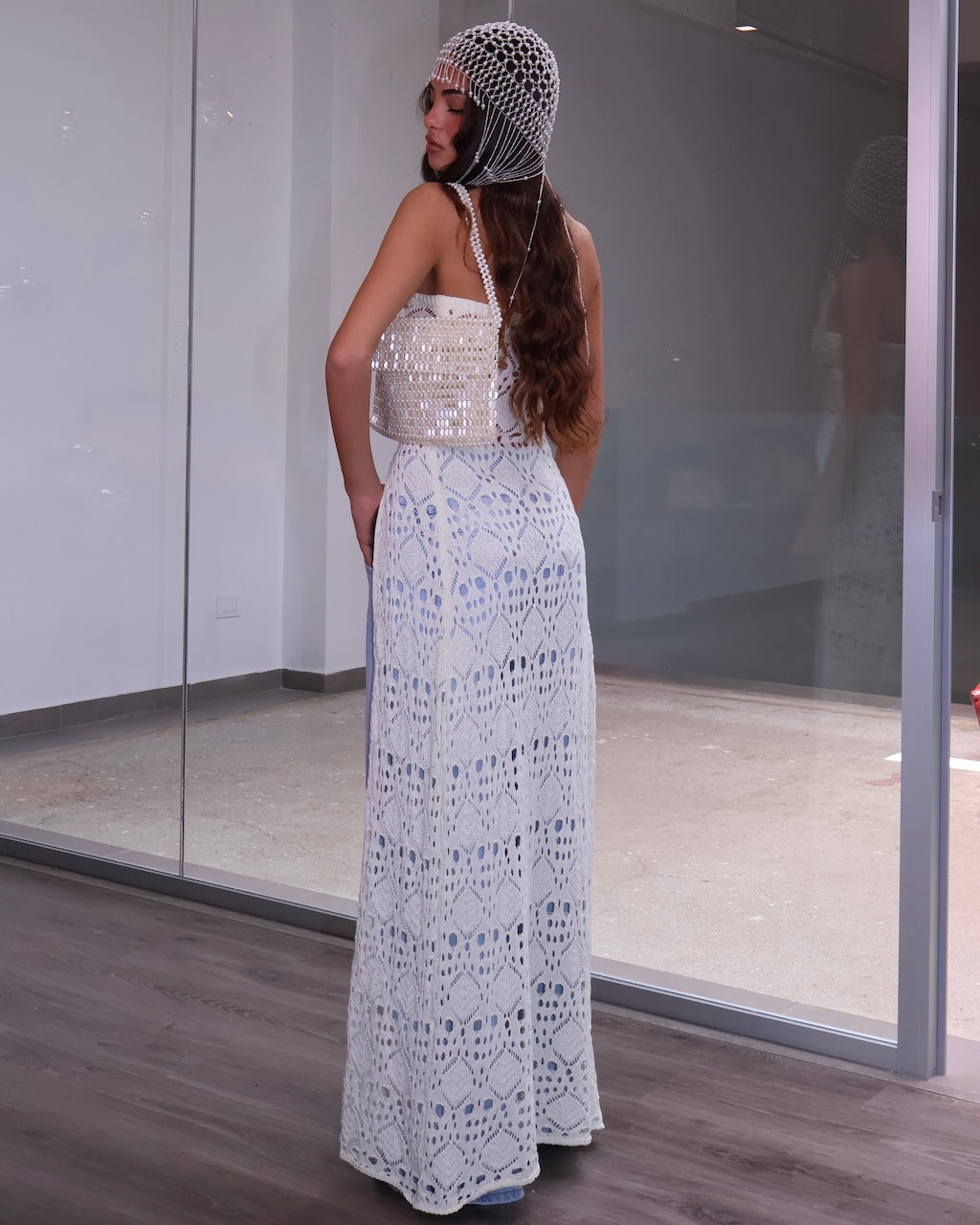 TOP LONGUETTE CROCHET BIANCO