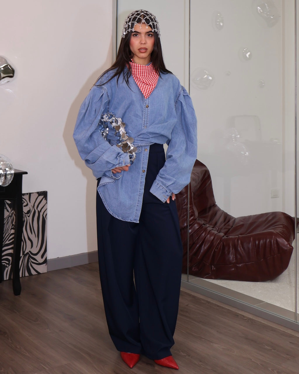 PANTALONE HIGH WAIST BLU