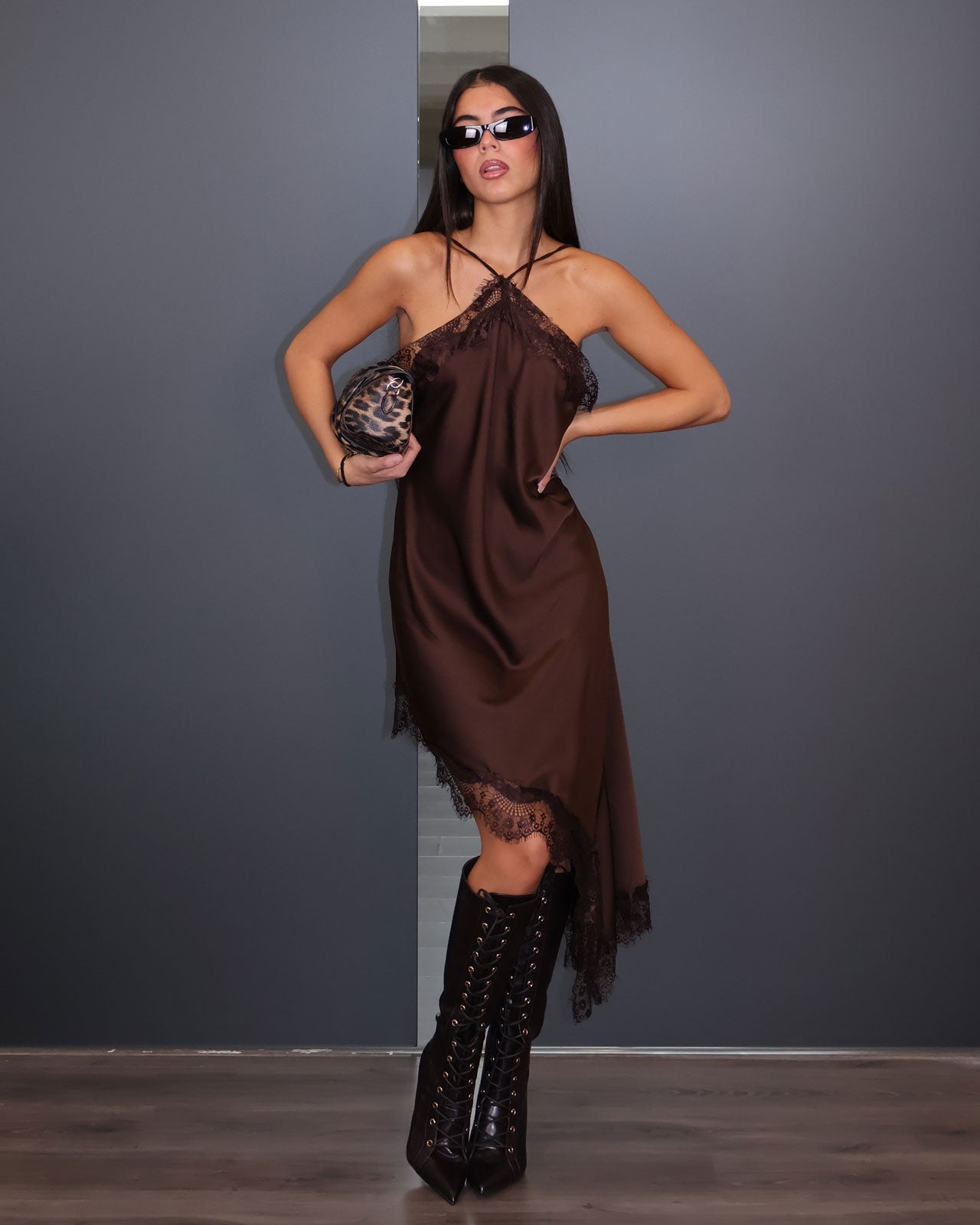 DRESS FIORE VIVO MARRONE