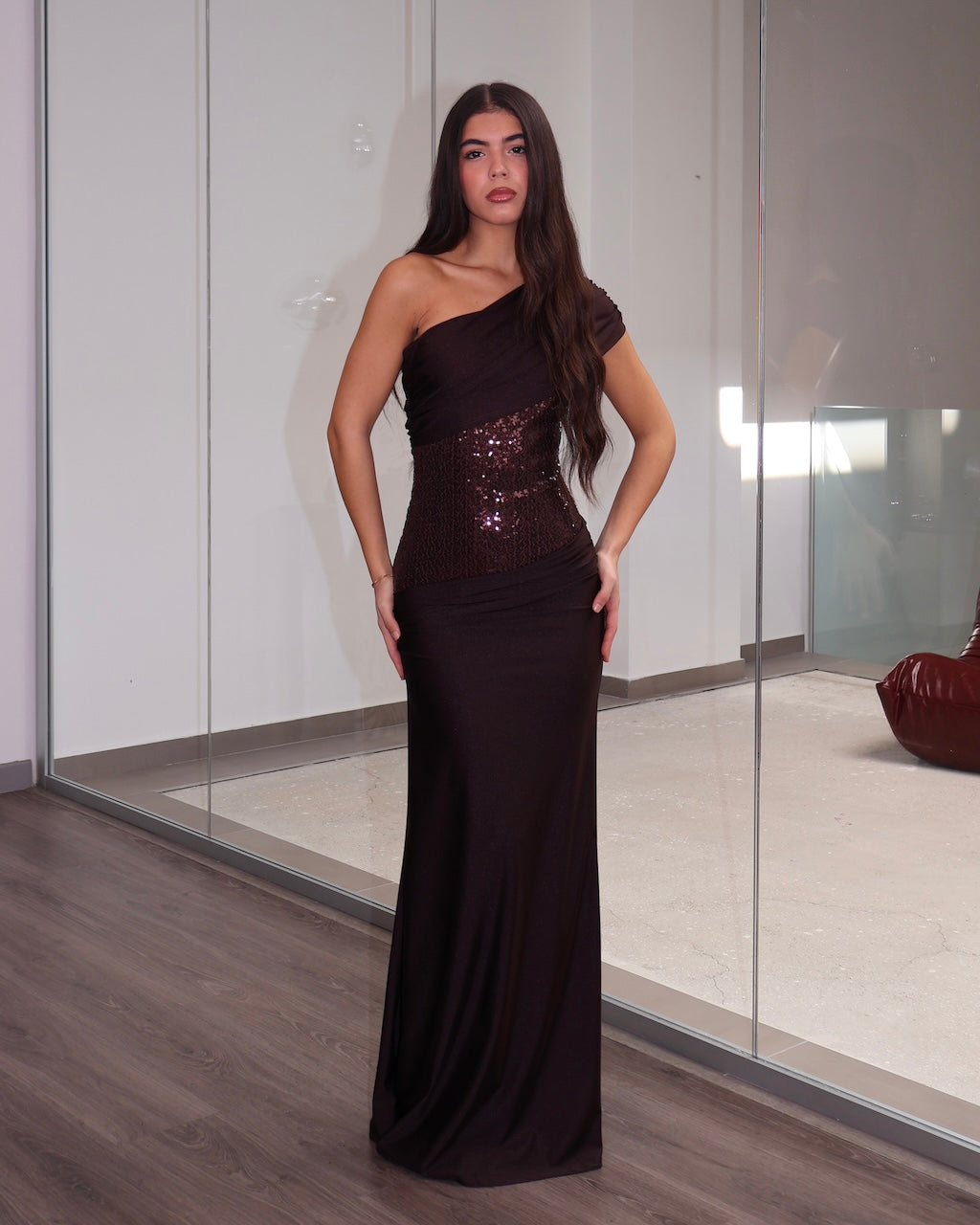 DRESS PANTHOM MARRONE