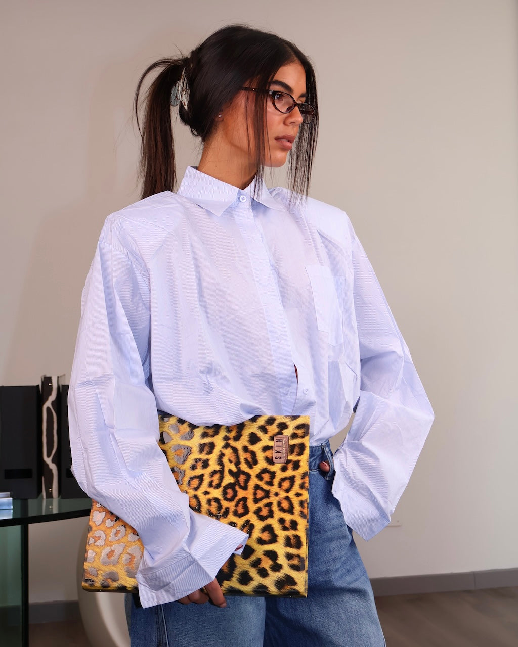 CAMICIA STRIPS CELESTE
