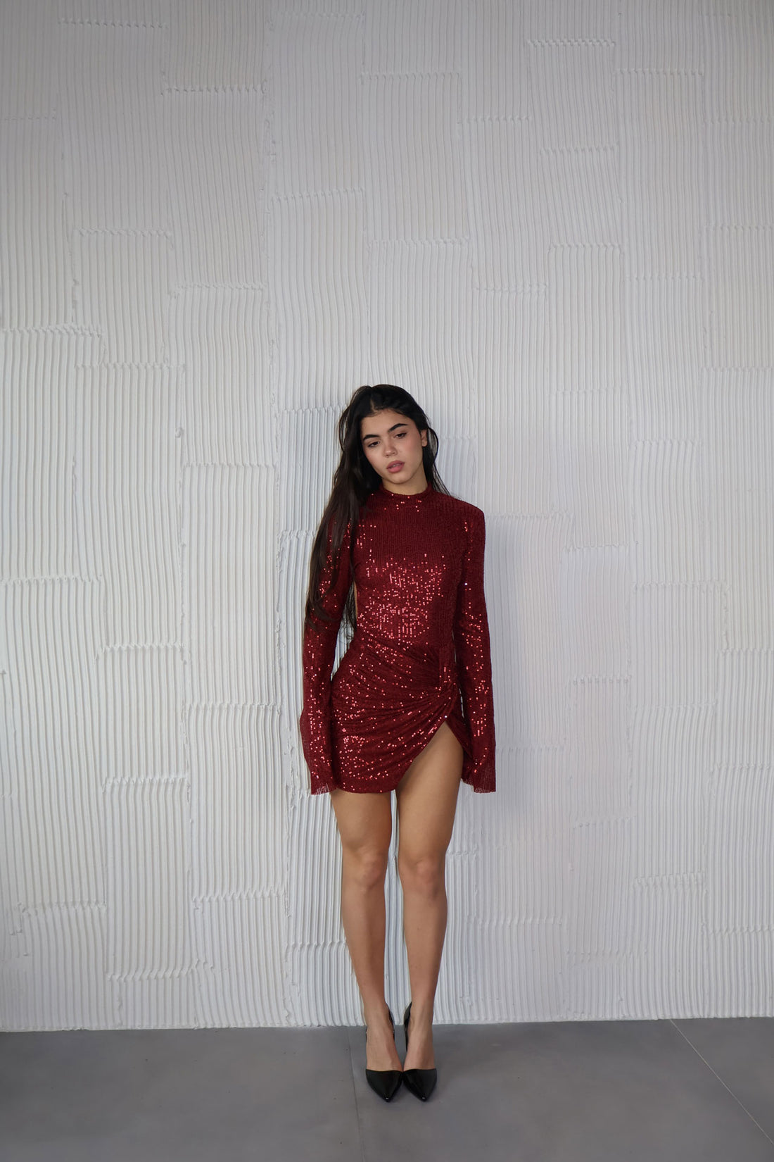 DRESS SPACCO PAILLETTES CHERRY