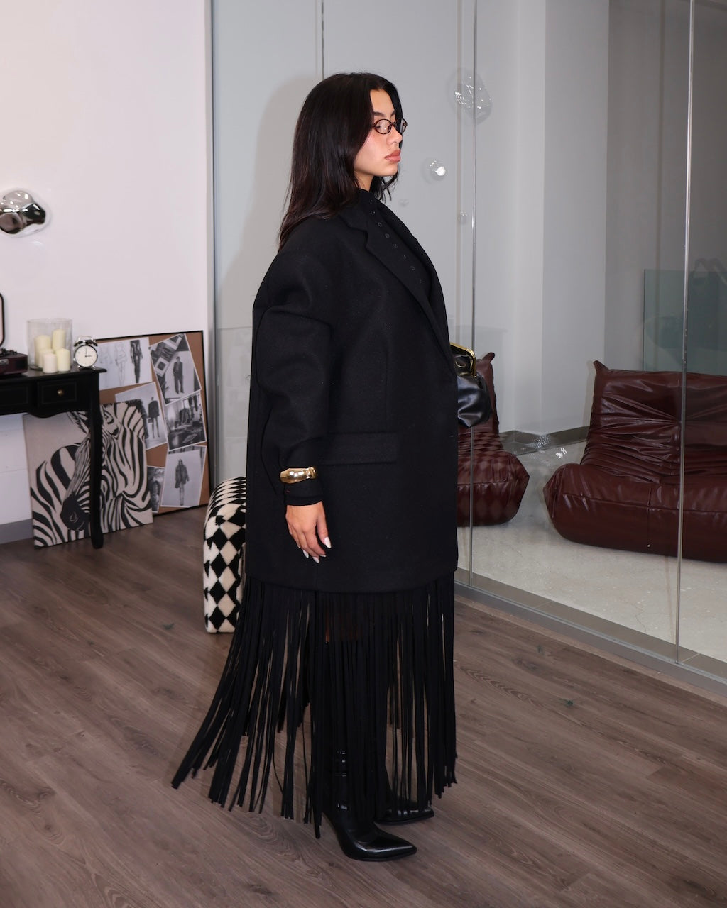 JACKET CON FRANGE NERO