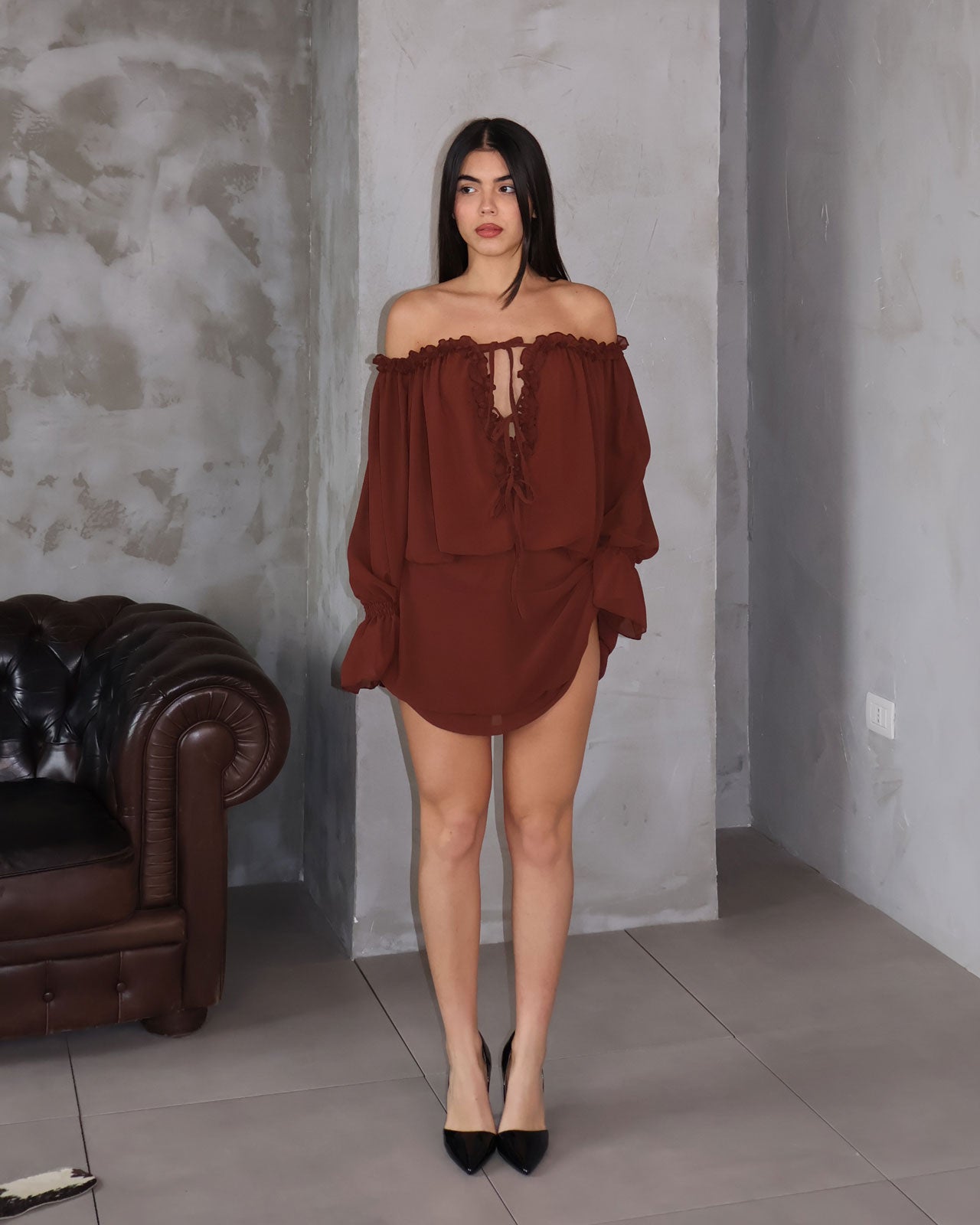 DRESS ARIA BROWN