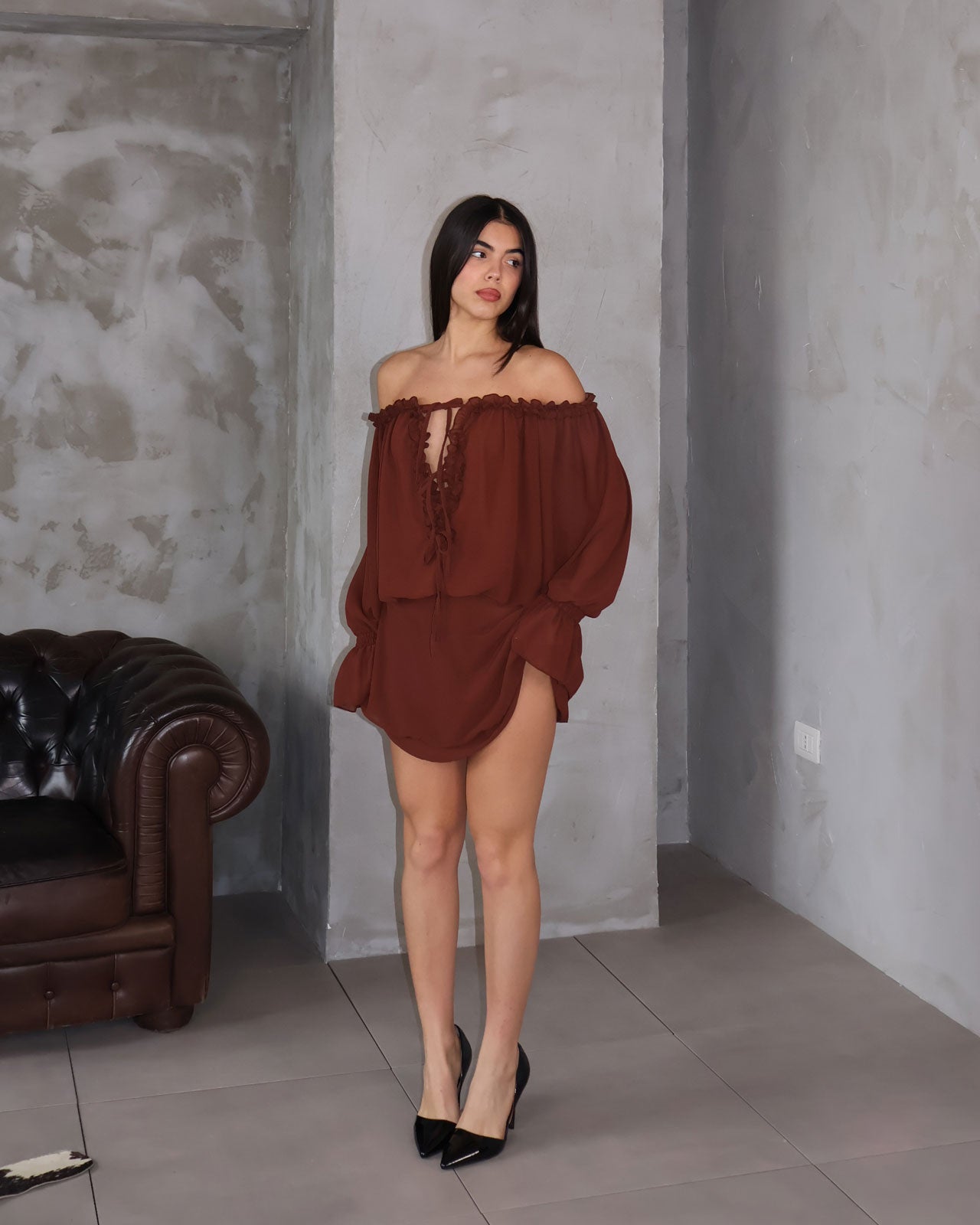 DRESS ARIA BROWN