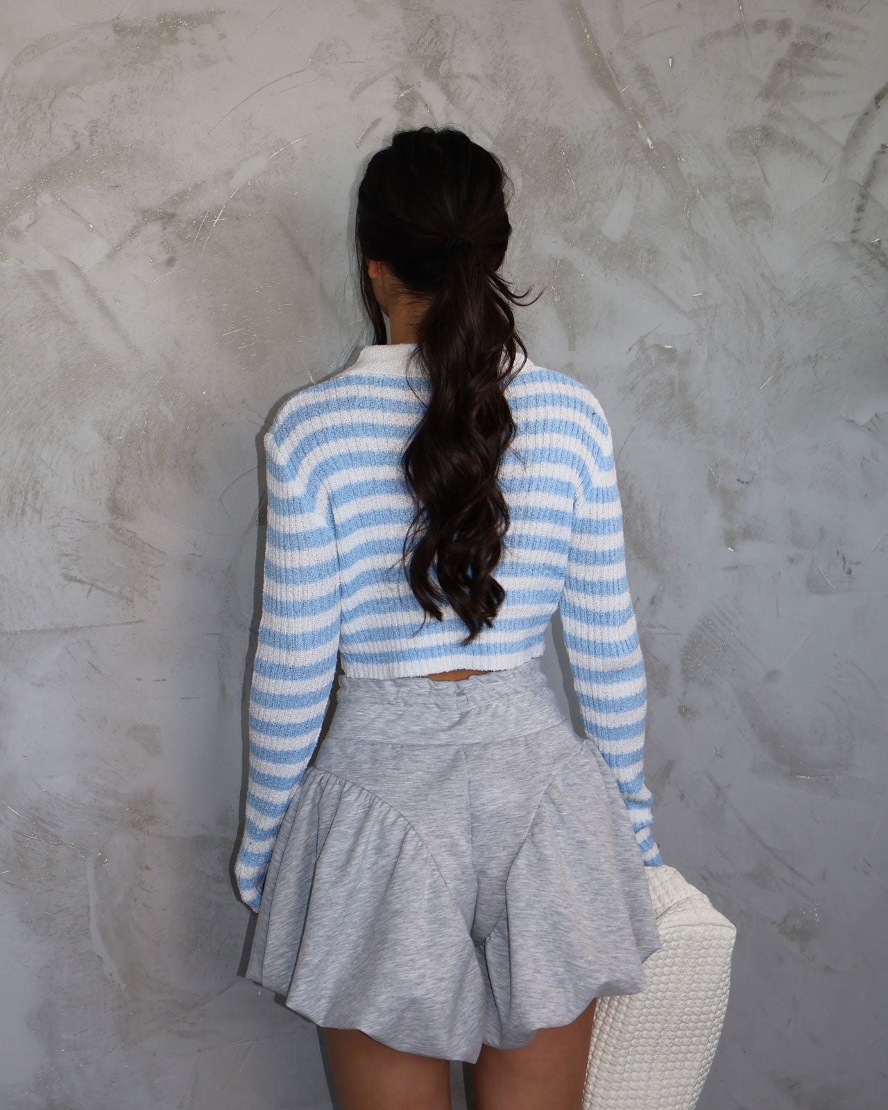 MINI PULL RIGHE AZZURRO