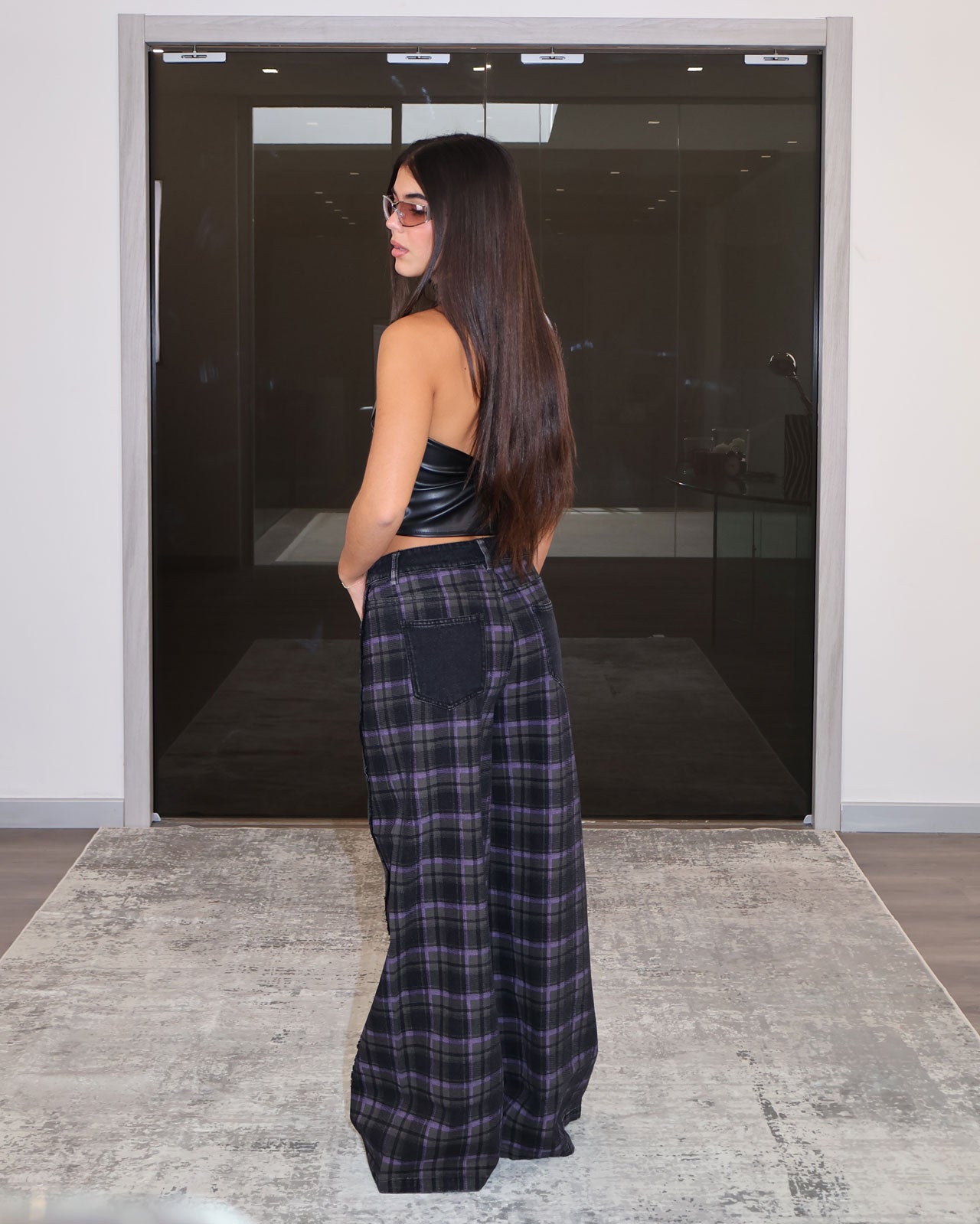 JEANS QUADRI VIOLET