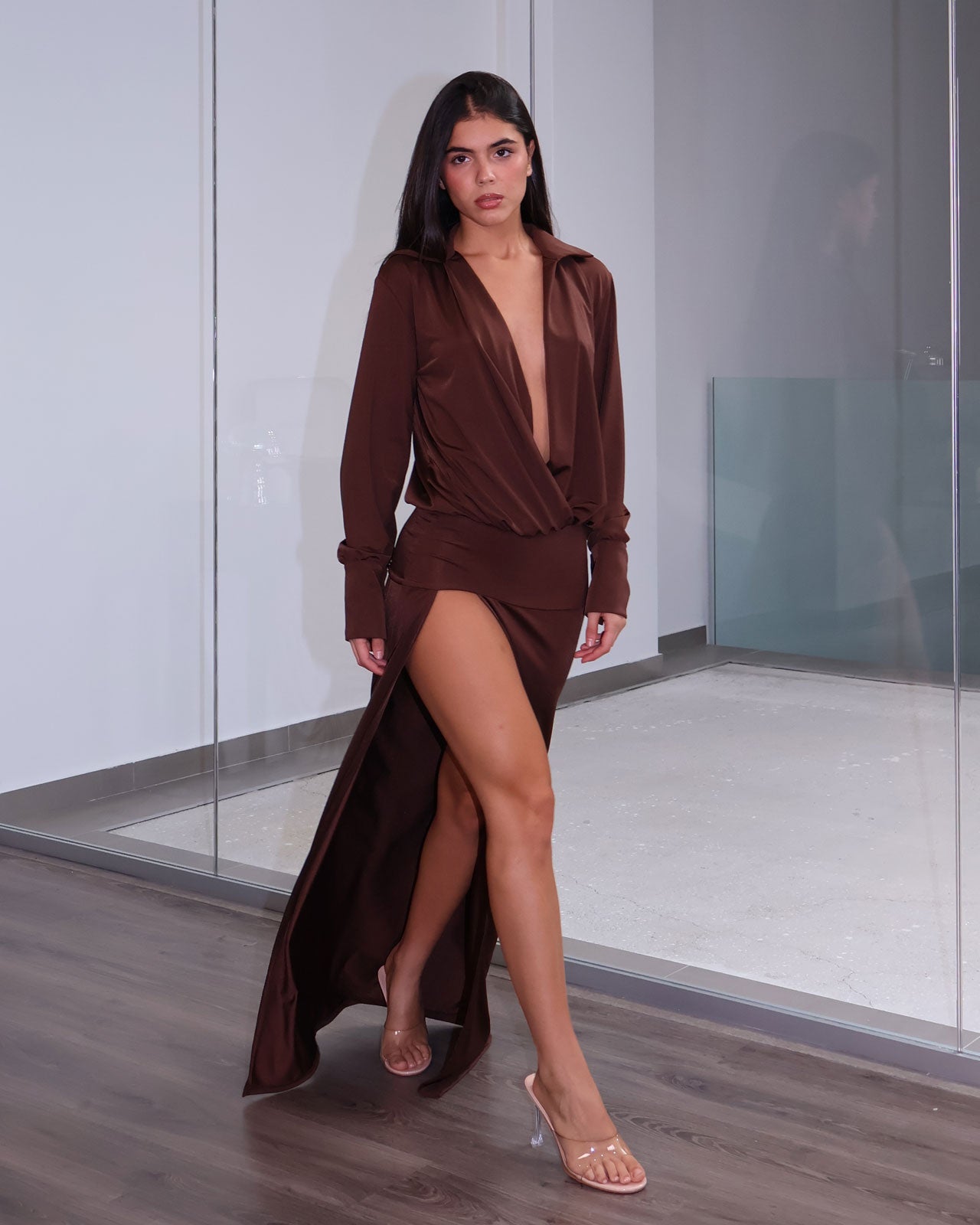 DRESS SILK MARRONE