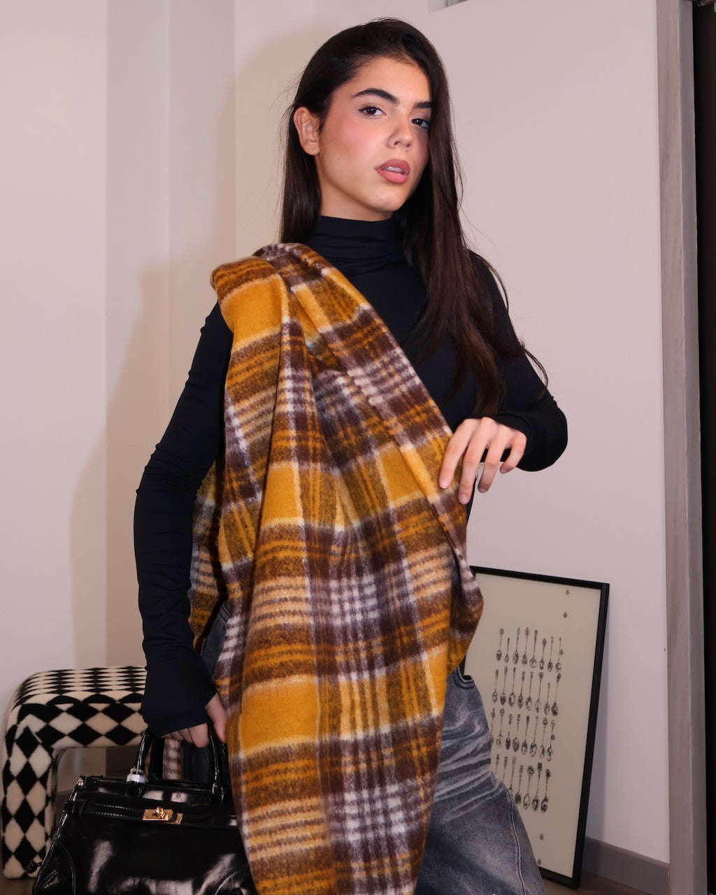 SCIARPA QUADRI GIALLO