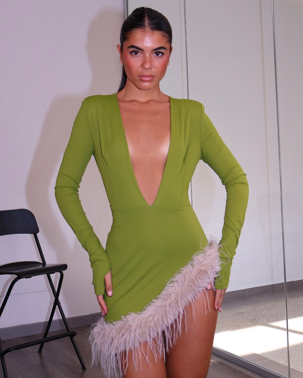 DRESS CONTRAST VERDE CHIARO