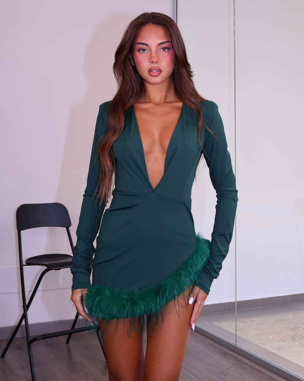DRESS CONTRAST VERDE SCURO